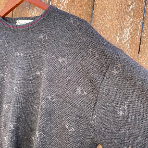 TRICOTS ST RAPHAEL Men’s Vintage Crew Neck Navy Pattern Wool Sweater Size XL - Picture 10 of 13